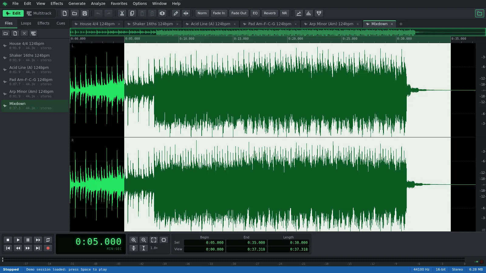 A 30-second selection on a song’s waveform in Auditius, ready to become a ringtone